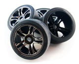 Traxxas 1/7 XO-1 Supercar Slick Tires & 17mm Hex Black Chrome Wheels - 65