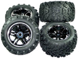 Traxxas 1/10 E-Maxx Brushless Maxx Tires & Black Chrome Wheels, 17mm Splined - bmaxx_tires_4f9511da-eaff-4425-9e57-99c716619e95