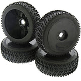 HoBao 1/8 Hyper 7 TQ Fire Racing Tires & Black Dish Wheels, 17mm - hyper7_tires_black