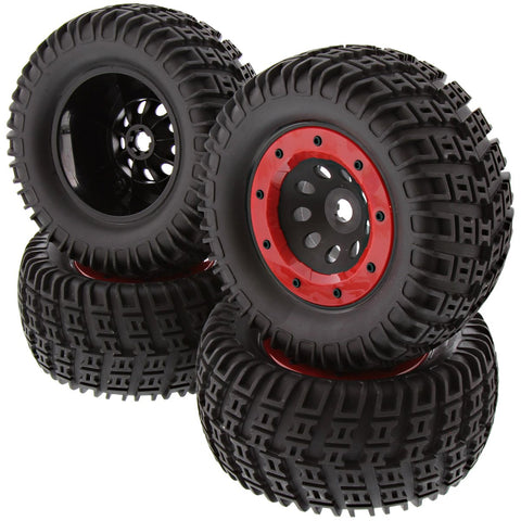 Thunder Tiger 1/8 MT4 G3 Red Bead Lock Tires & 17mm Splined Hex Wheels - mt4_tires_red_4d91245d-ae27-40fa-8966-bba518d0de3b