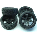 HPI Racing 1/10 Sprint 2 Flux Factory Glued Tires & 12m Hex Black Wheels - sprint_tires_black