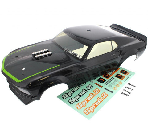 HPI Racing 1/10 Sprint 2 Sport / Drift 1969 Ford Mustang RTR-X Black Body, Decals & Clips - ssprint_body_black_0aca6414-82c6-4366-8ce2-fdade02f727c