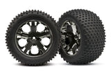 Traxxas 1/10 Rustler VXL Alias Tires & 12mm Hex Black Chrome Wheels - tra3770a_ab720af1-040c-4e6f-9985-07ae9ce2e512