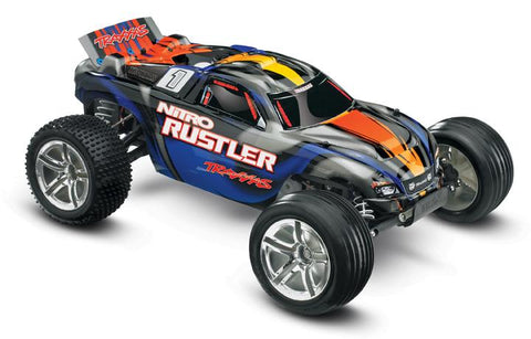 Traxxas 1/10 Nitro Rustler 2WD RTR, Silver/Blue, 44096-3 - tra44096-3-sb_29455cc8-12cb-495a-a4b5-146fd676ac16