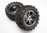 Traxxas 1/10 E-Maxx Brushless Maxx Tires & Black Chrome Wheels, 17mm Splined - tra4983a