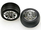 Traxxas 1/10 Nitro Rustler Front & Rear Tires & Chrome 12mm Hex Wheels - tra5574r_53eb801f-93a8-44ef-ab97-1934ee519f5c
